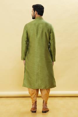 Green embroidered art silk dhoti-kurta 2
