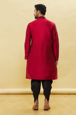 Maroon embroidered art silk dhoti-kurta 5