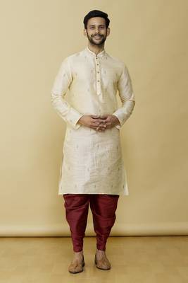 Fawn embroidered art silk dhoti-kurta 1