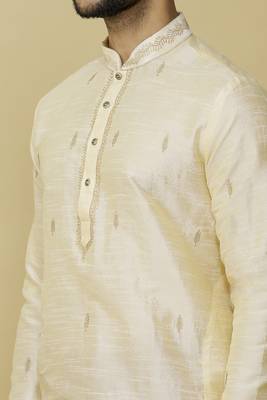 Fawn embroidered art silk dhoti-kurta 3