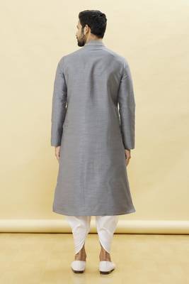Grey embroidered art silk dhoti-kurta 5
