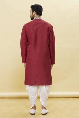 Maroon embroidered art silk dhoti-kurta 2