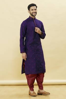 Purple embroidered art silk dhoti-kurta 2