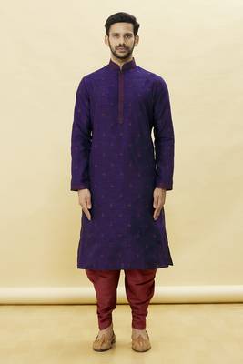 Purple embroidered art silk dhoti-kurta 3