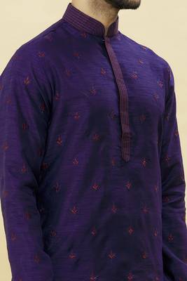 Purple embroidered art silk dhoti-kurta 4