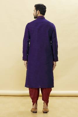 Purple embroidered art silk dhoti-kurta 5