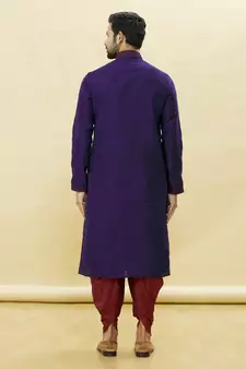 Purple embroidered art silk dhoti-kurta