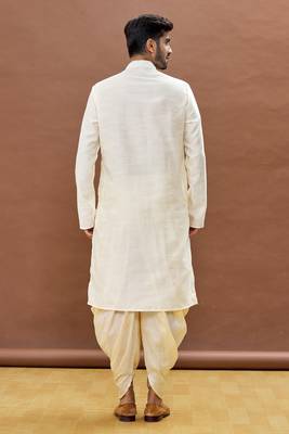 White embroidered art silk dhoti-kurta 2