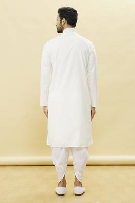 White embroidered cotton dhoti-kurta 2