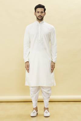 White embroidered cotton dhoti-kurta 3