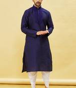 Blue embroidered art silk dhoti-kurta