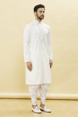 White embroidered cotton dhoti-kurta 4