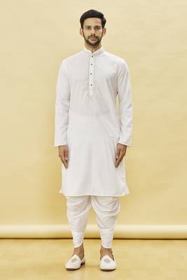 White embroidered cotton dhoti-kurta 2