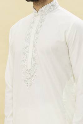 White embroidered cotton dhoti-kurta 5