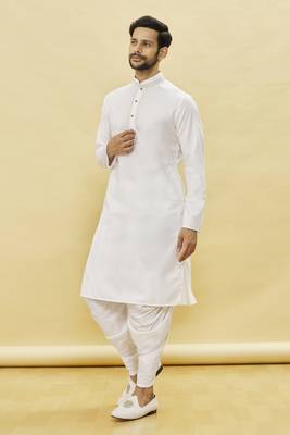 White embroidered cotton dhoti-kurta 3