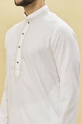 White embroidered cotton dhoti-kurta 4