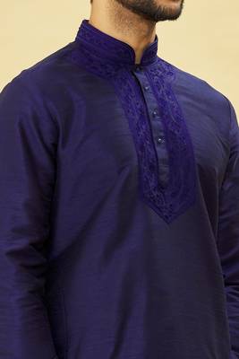 Blue embroidered art silk dhoti-kurta 4