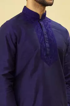 Blue embroidered art silk dhoti-kurta