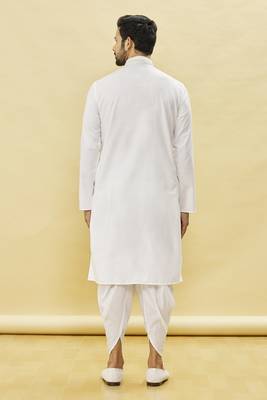 White embroidered cotton dhoti-kurta 5