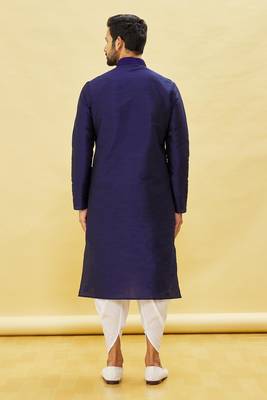 Blue embroidered art silk dhoti-kurta 5
