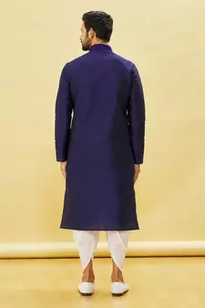Blue embroidered art silk dhoti-kurta