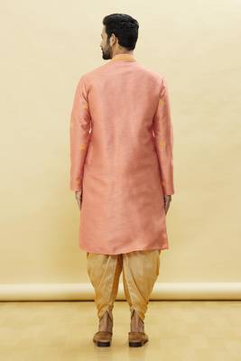 Beige embroidered art silk dhoti-kurta 2