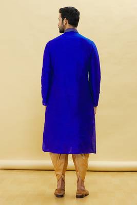 Blue embroidered art silk dhoti-kurta 5