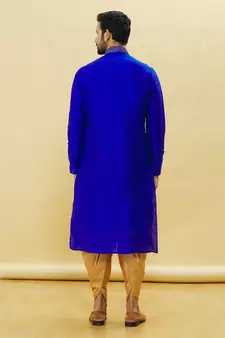 Blue embroidered art silk dhoti-kurta