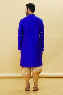 Blue embroidered art silk dhoti-kurta 5