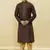Brown embroidered art silk dhoti-kurta