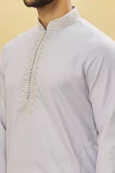 Grey embroidered cotton dhoti-kurta