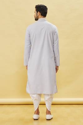 Grey embroidered cotton dhoti-kurta 5