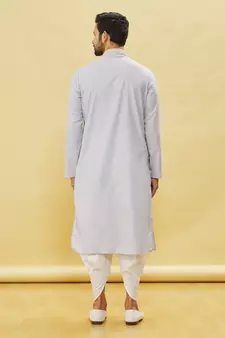 Grey embroidered cotton dhoti-kurta