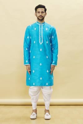 Beige embroidered art silk dhoti-kurta 2