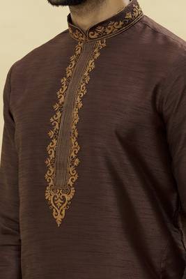 Brown embroidered art silk dhoti-kurta 5