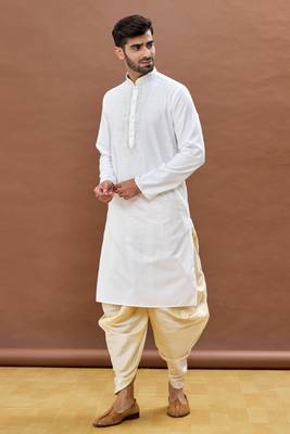 White embroidered cotton dhoti-kurta 2