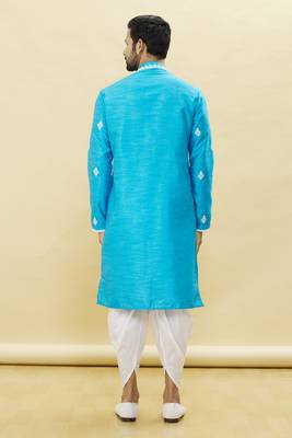 Beige embroidered art silk dhoti-kurta 5