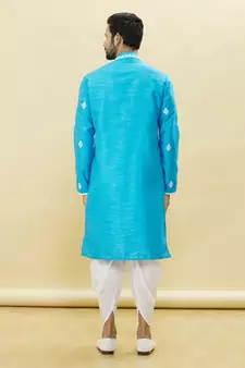 Beige embroidered art silk dhoti-kurta