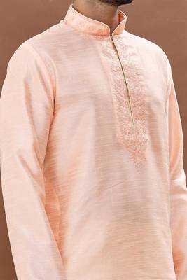 Pink embroidered art silk dhoti-kurta 2