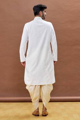 White embroidered cotton dhoti-kurta 5