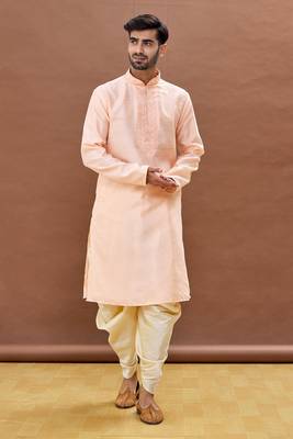 Pink embroidered art silk dhoti-kurta 3