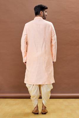 Pink embroidered art silk dhoti-kurta 4