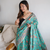 JJ's Crafted Elegance Kashmiri Pashmina Saree with Cotton Silk Base & Paisley Border