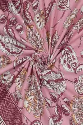Jaipuri Pink Color Floral Print 100% Cotton Double Bedsheet 3