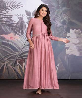 Ash Rose Silk Kurta With Side Adjustors And Cotton Lycra Pants 1