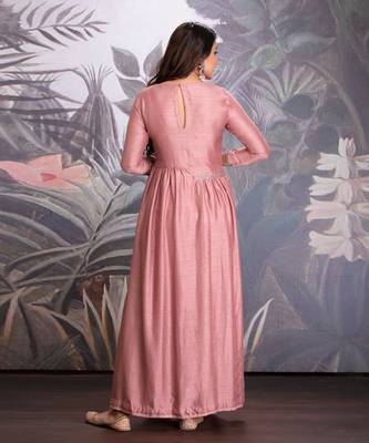 Ash Rose Silk Kurta With Side Adjustors And Cotton Lycra Pants 3