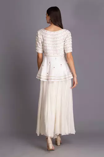 Refresh Your Wardrobe With This Beautiful Top In Precious  Stone Work & Flared Palazzo