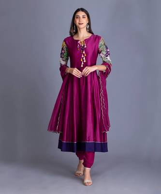 Magenta Purple Anarkali With Printed From Pichawi With Hand Embellishment Clubbed Chudidar 1