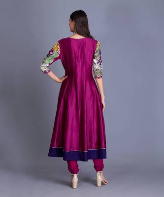 Magenta Purple Anarkali With Printed From Pichawi With Hand Embellishment Clubbed Chudidar 3