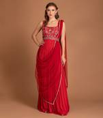 Blood Red Anarkali With Hand Work Of Resham, Added Seprate Belt And Dupatta